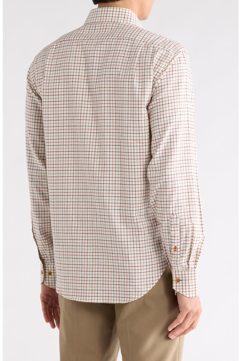 Trim Fit Small Windowpane Cotton Dress Shirt, Alternate, color, SAND