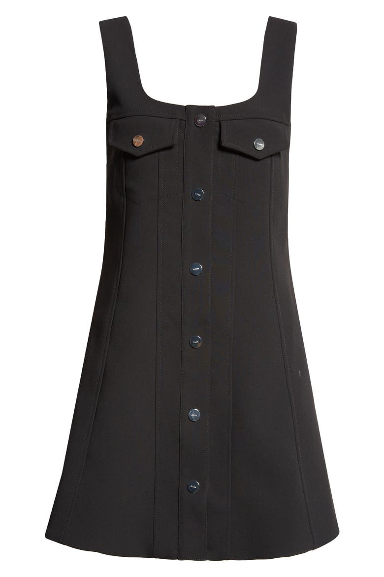 Snap Front Bonded Crepe Minidress, Alternate, color, BLACK