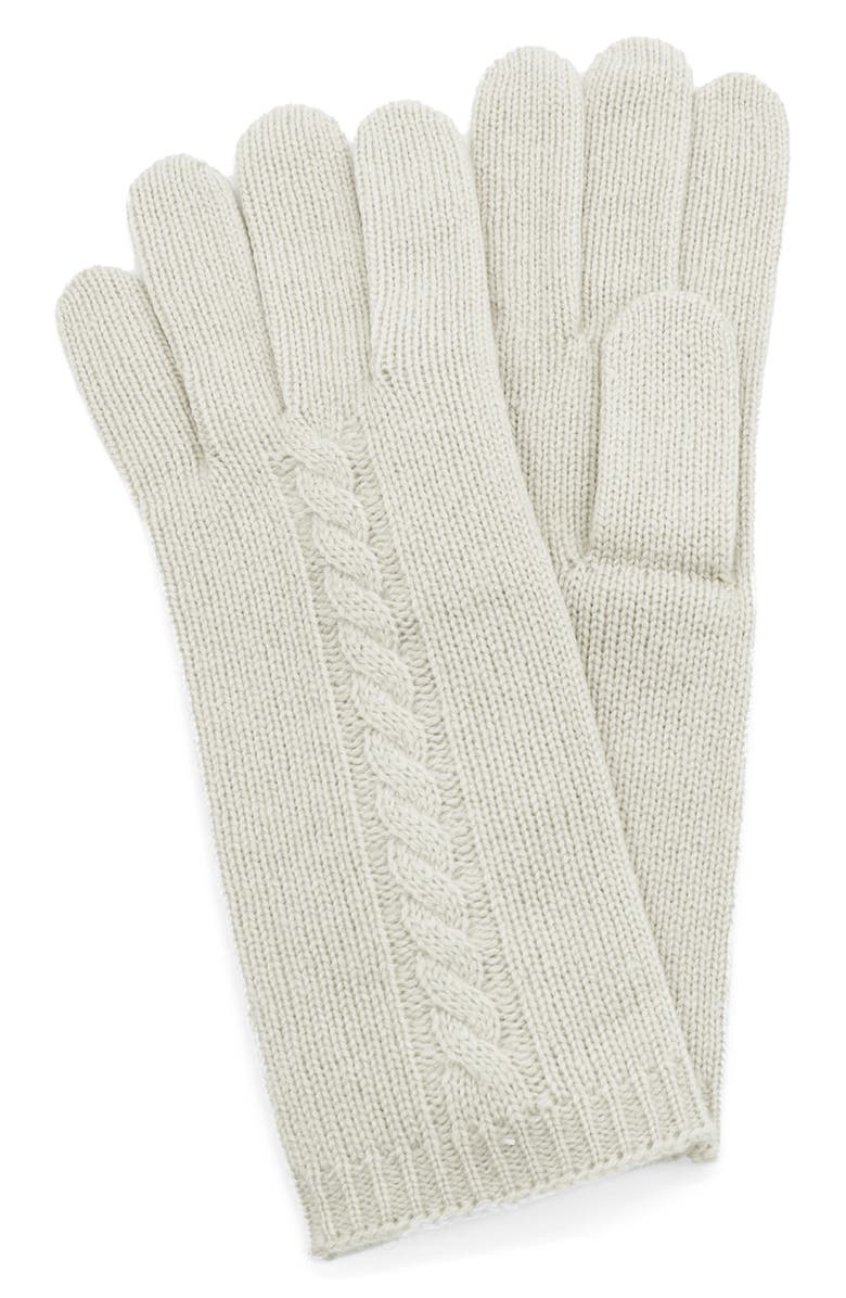 Portolano Cable Knit Cashmere Gloves, Main, color, Bleached White