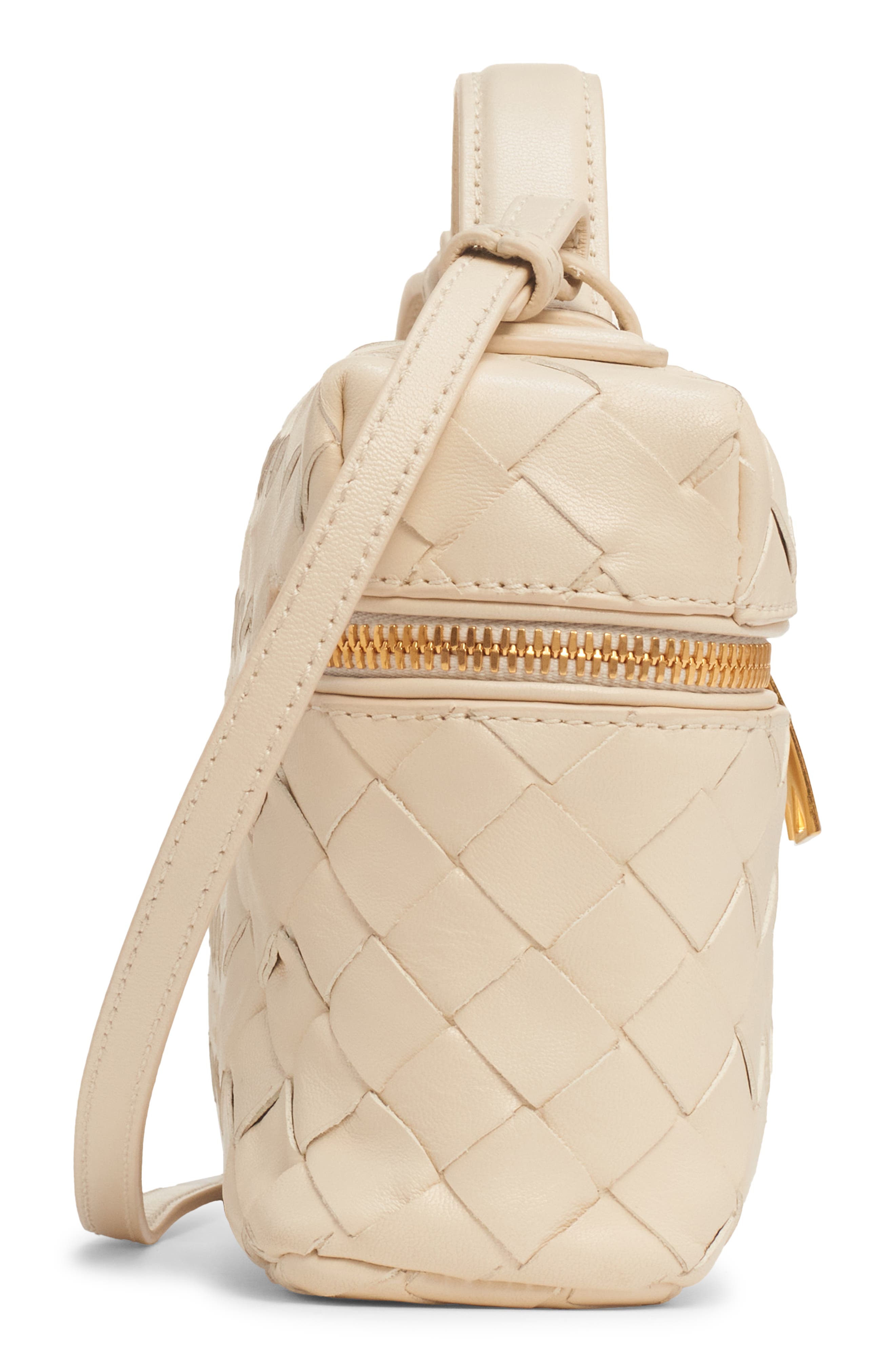 Bottega Veneta Bang Bang Intrecciato Suede Vanity Case, Alternate, color, Ecru-Gold