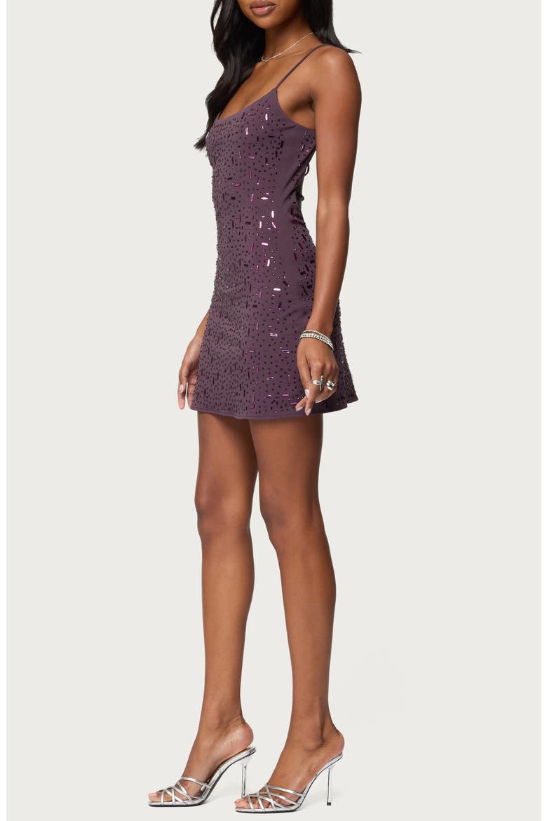 Embellished Strappy Back Minidress, Alternate, color, PURPLE