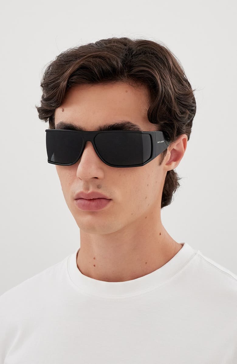 Saint Laurent SL 806 75mm Oversize Rectangular Sunglasses, Alternate, color, Black