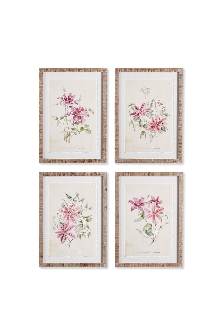 Pink Clematis Prints Set of 4, Main, color, Pink