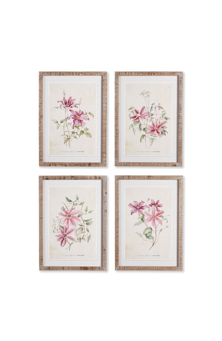 Napa Home & Garden Pink Clematis Prints Set of 4, Main, color, Pink