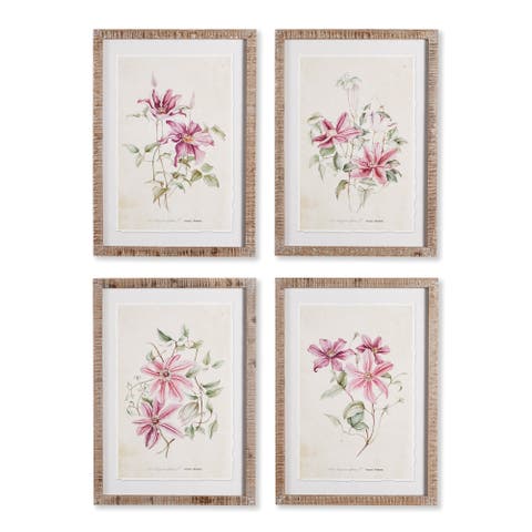 Pink Clematis Prints Set of 4