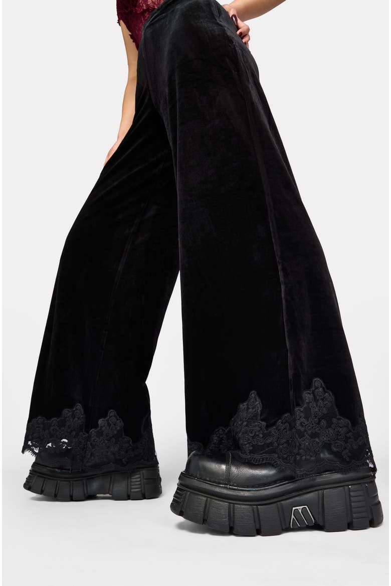 Velis Velour Wide Leg Trouser, Alternate, color, Black