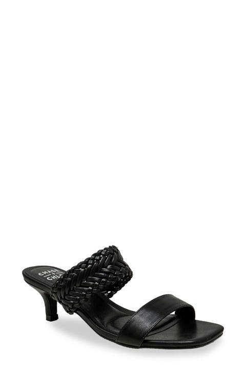 Woven Double Strap Kitten Heel Sandal (Women)