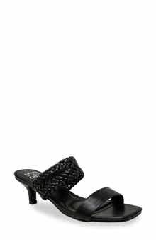 CHASE AND CHLOE Woven Double Strap Kitten Heel Sandal