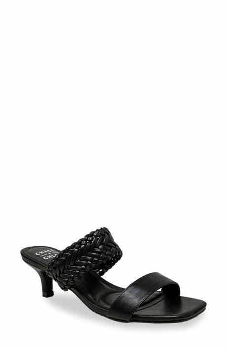 CHASE AND CHLOE Woven Double Strap Kitten Heel Sandal
