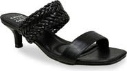 CHASE AND CHLOE Woven Double Strap Kitten Heel Sandal