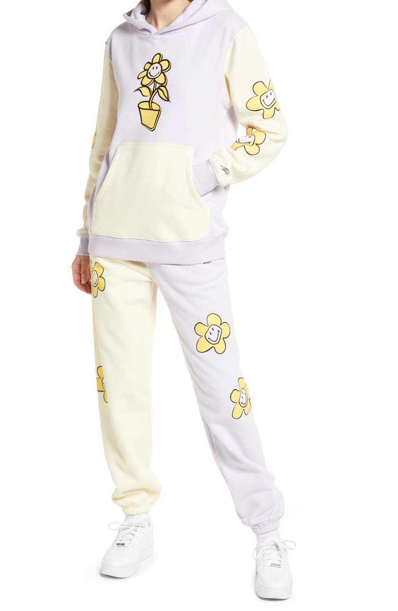 Samii Ryan Smiley<sup>®</sup> x By Samii Ryan Growing Smiles Colorblock Fleece Joggers, Alternate, color,