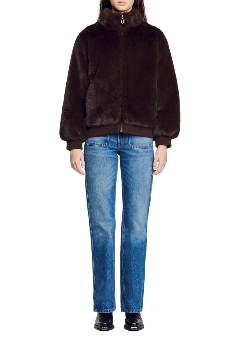 Babel Faux Fur Jacket, Alternate, color, BROWN