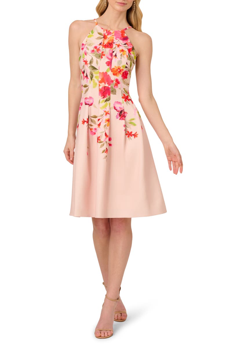 Adrianna Papell Placed Floral Dress, Main, color, 