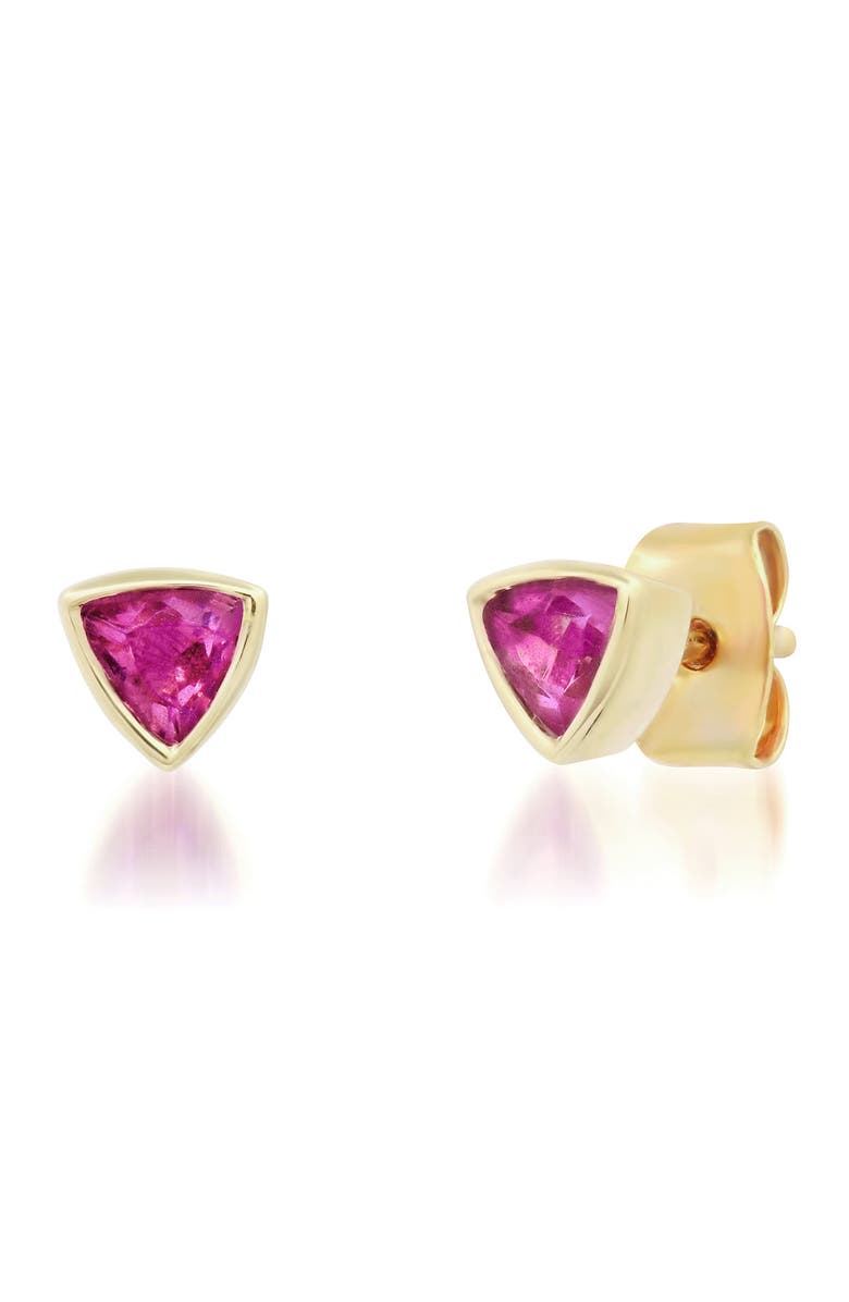 ELLIOT YOUNG 14K Knife Edge Gemstone stud Earrings, Main, color, Pink Tourmaline