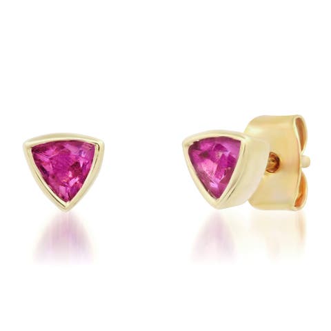 14K Knife Edge Gemstone stud Earrings