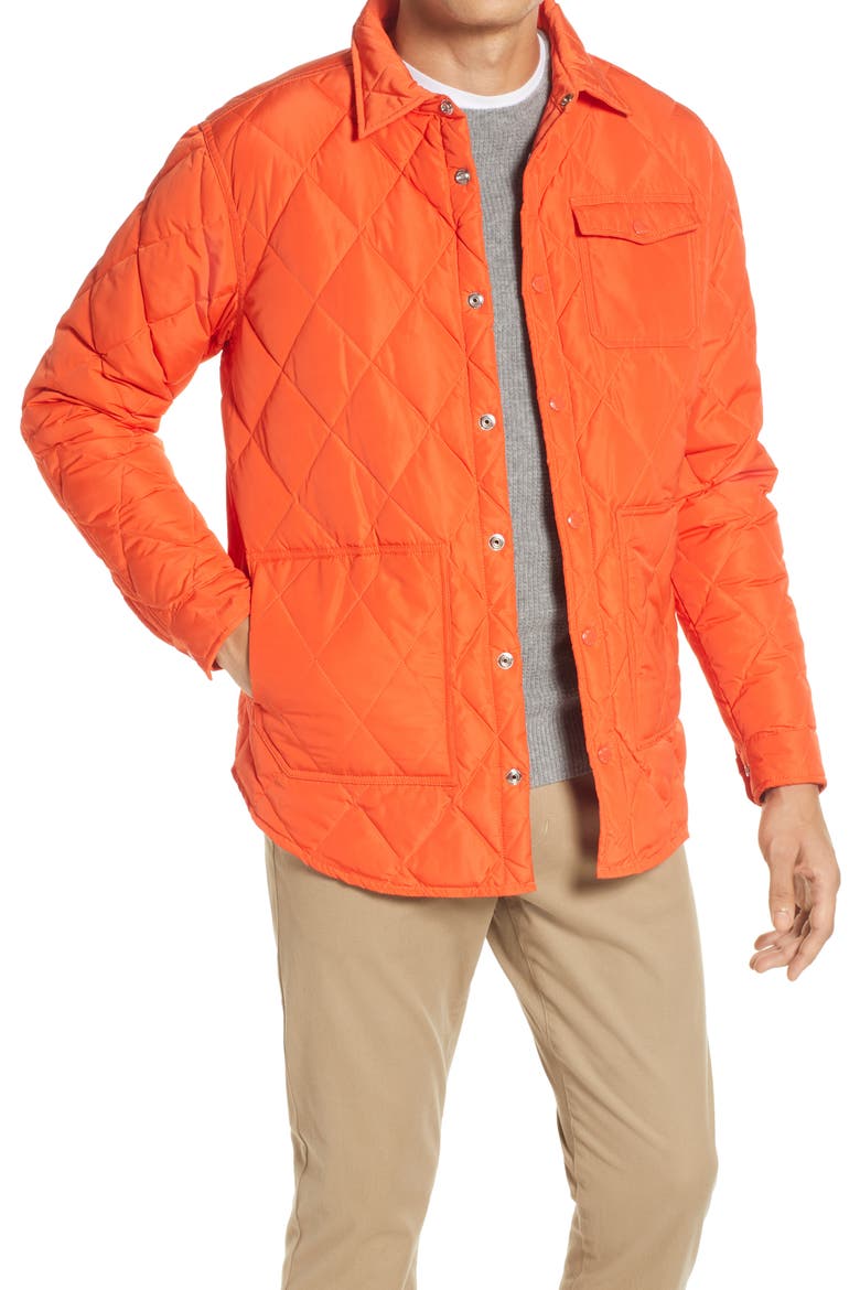 Quilted Down Shirt Jacket, Main, color, ORANGE