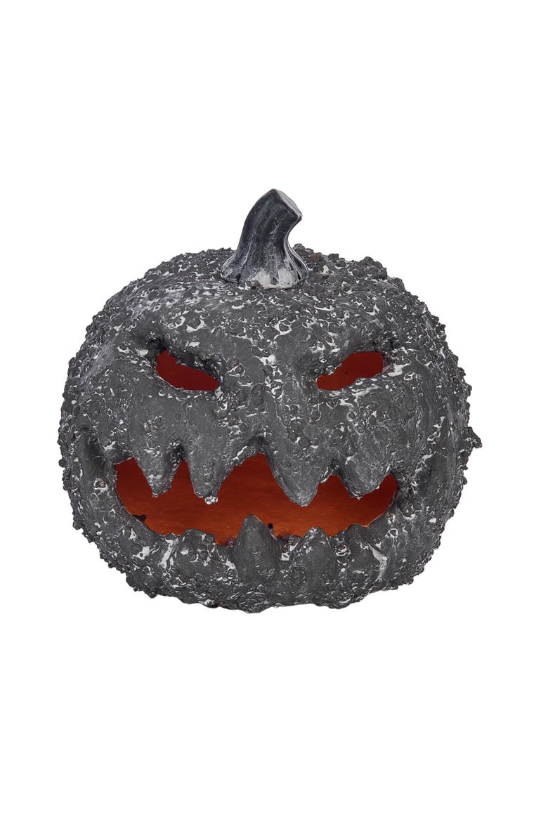 LED Scary Jack-O-Lantern Figurine, Main, color, Gray