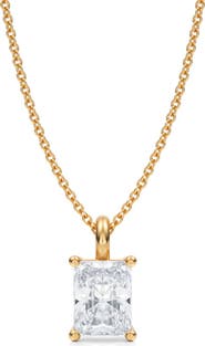 ALLUREZ Radiant Solitaire Lab Diamond Pendant Necklace 14K 1.0ct
