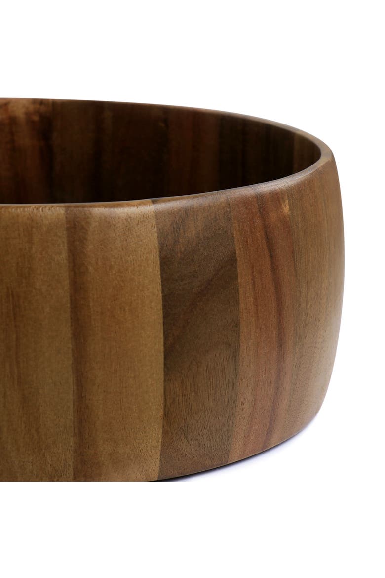 3 Piece Acacia Wood Salad Bowl and Spoon Set, Alternate, color, Brown
