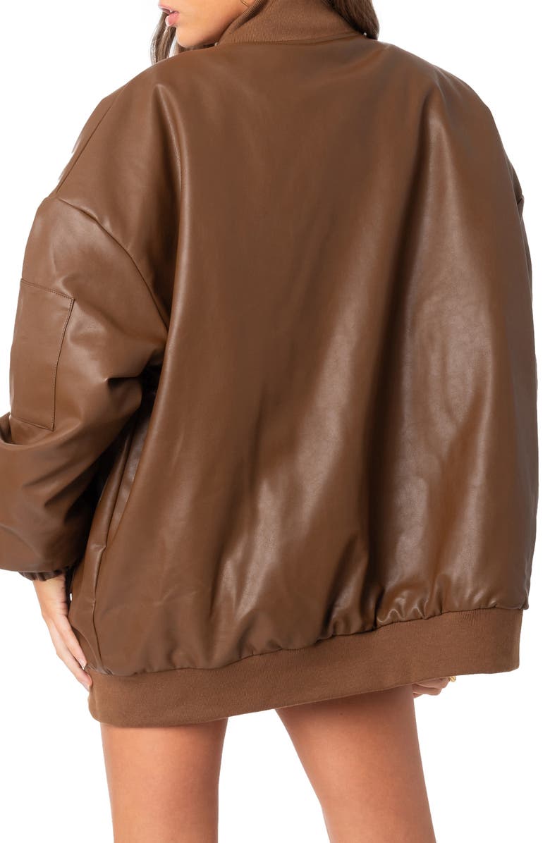 EDIKTED Oversize Faux Leather Bomber, Alternate, color,