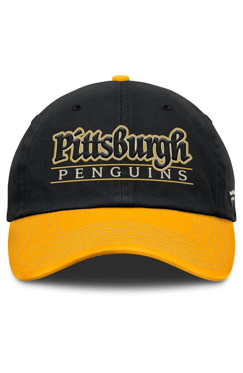 FANATICS Men's Fanatics Black/Gold Pittsburgh Penguins Heritage Home Ice Two-Tone Adjustable Hat, Alternate, color, Black