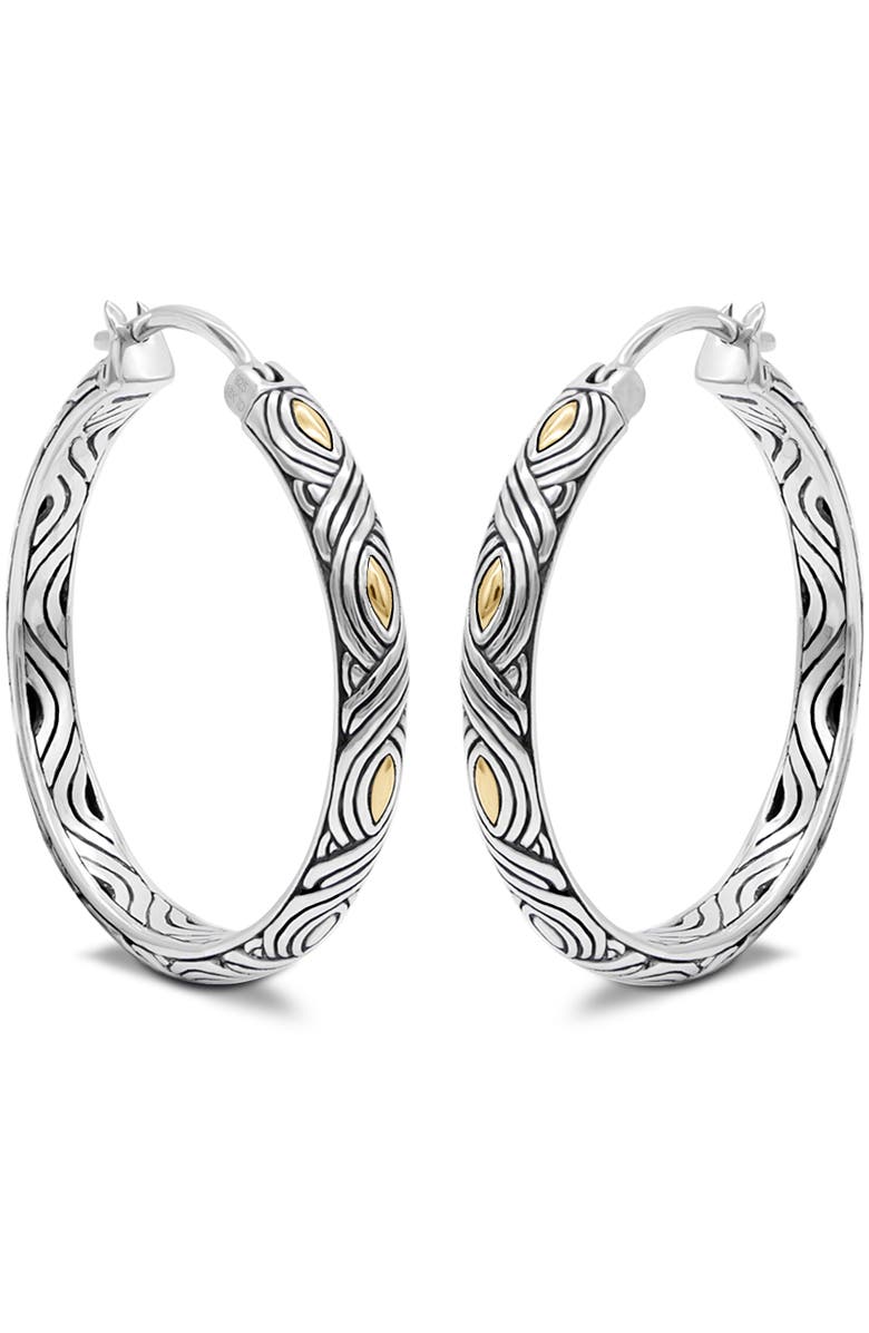 DEVATA 35mm Woven Hoop Earrings in Sterling Silver and 18K Gold, Alternate, color, Silver