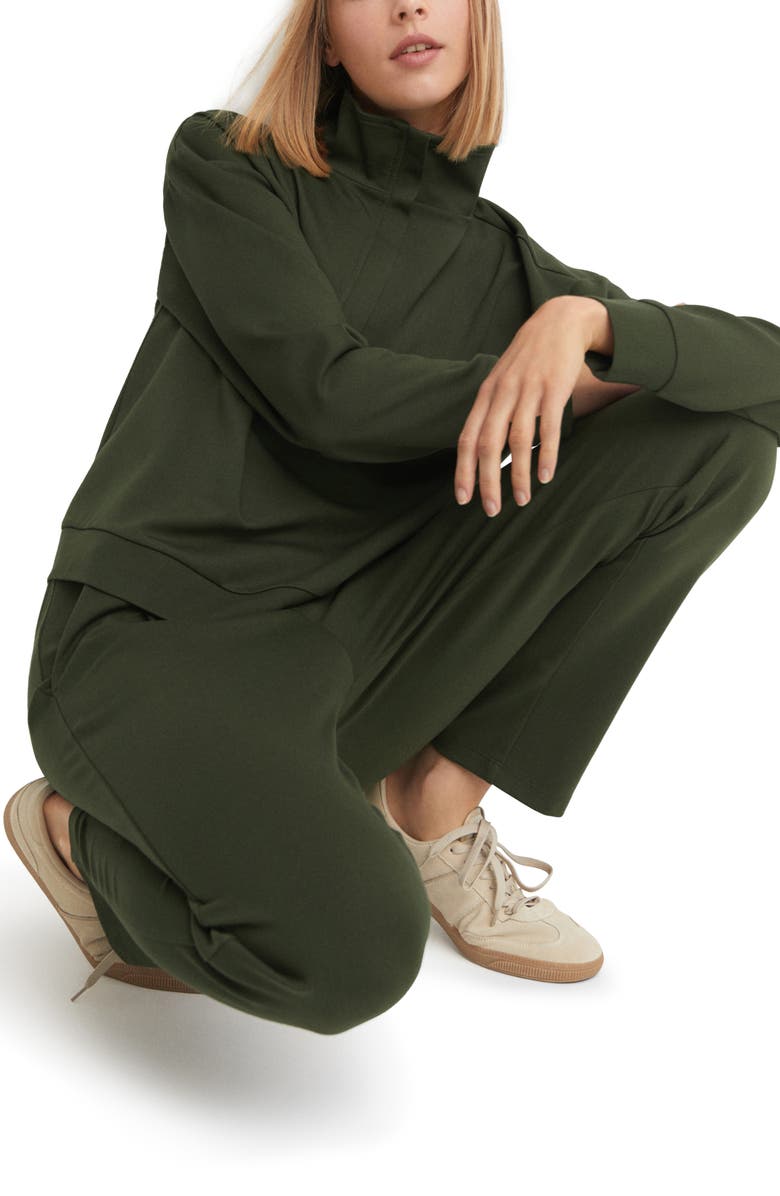 MANGO Half Zip Sweatshirt, Alternate, color, Khaki