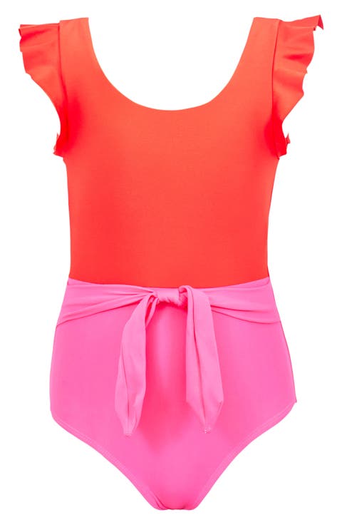 Kids' Belted Colorblock One-Piece Swimsuit (Toddler, Little Kid & Big Kid)