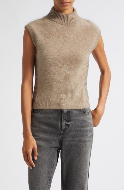Sabina Mock Neck Cashmere Sweater Tank
