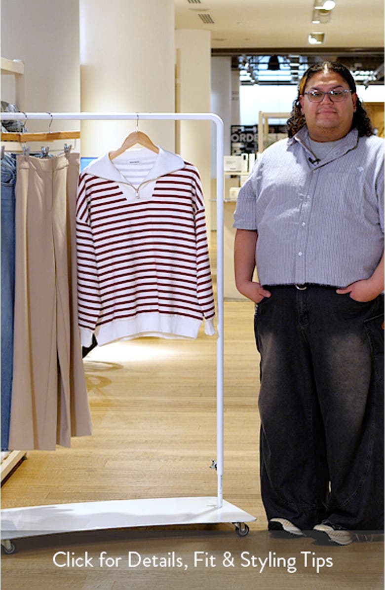 Stripe Half-Zip Cotton Sweatshirt, sales video thumbnail