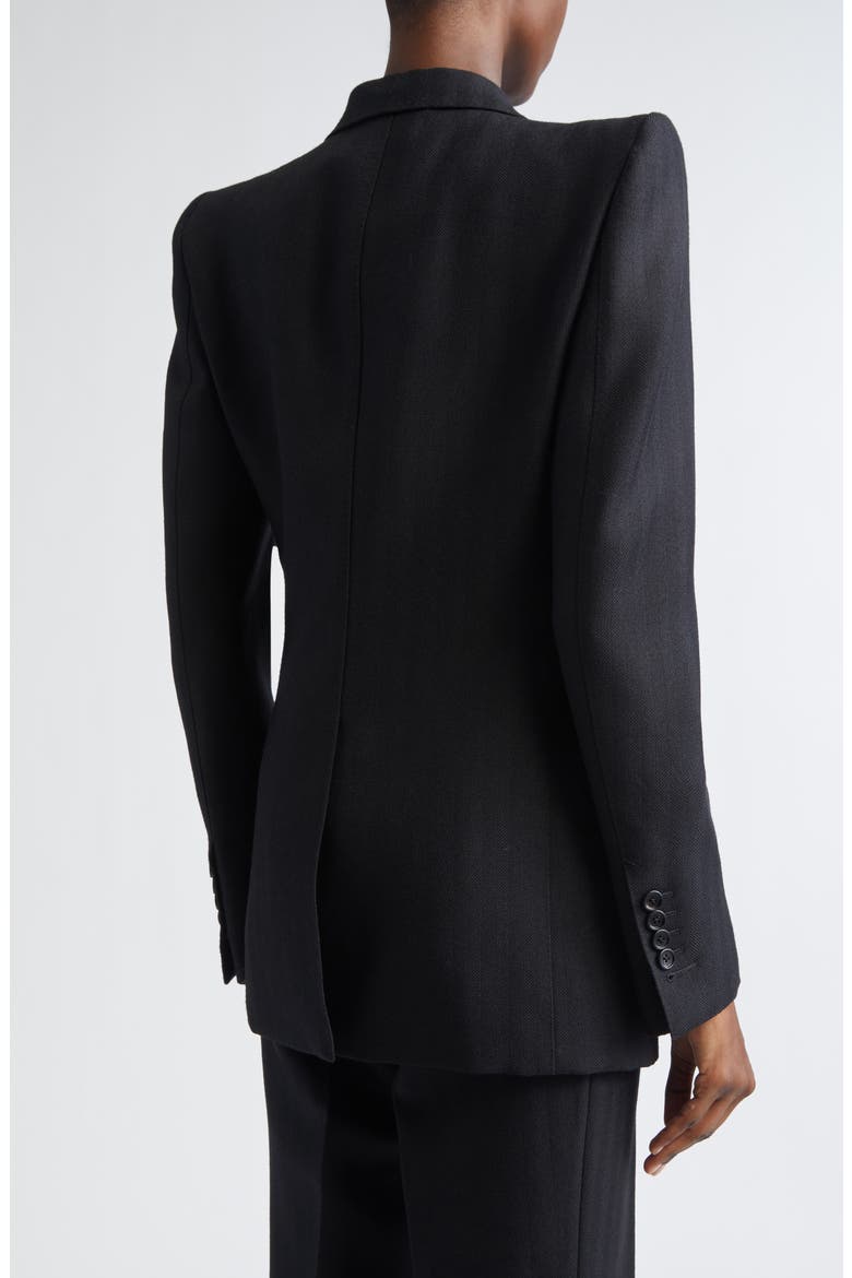 Sharp Herringbone Double Breasted Virgin Wool Jacket, Alternate, color, LB999 BLACK