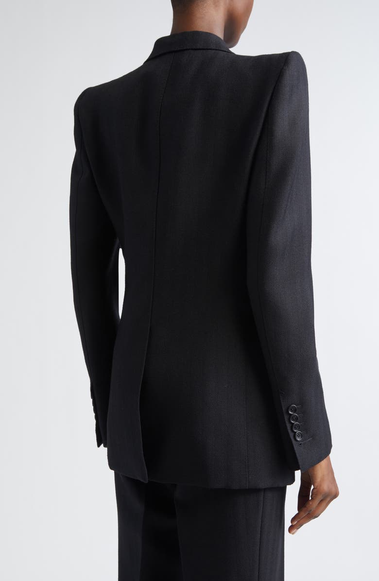 TOM FORD Sharp Herringbone Double Breasted Virgin Wool Jacket, Alternate, color, Lb999 Black