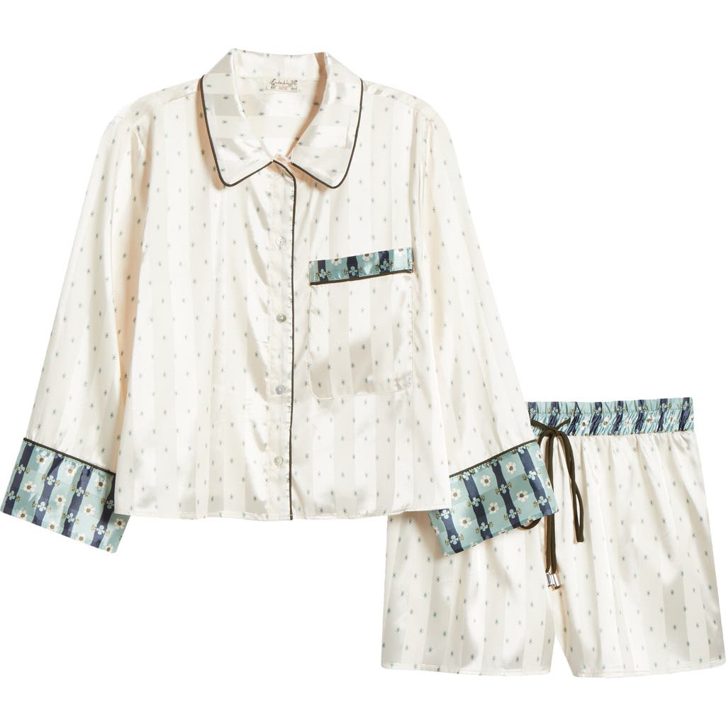 Shop Free People Pillow Talk Satin Short Crop Pajamas In Harbor Combo