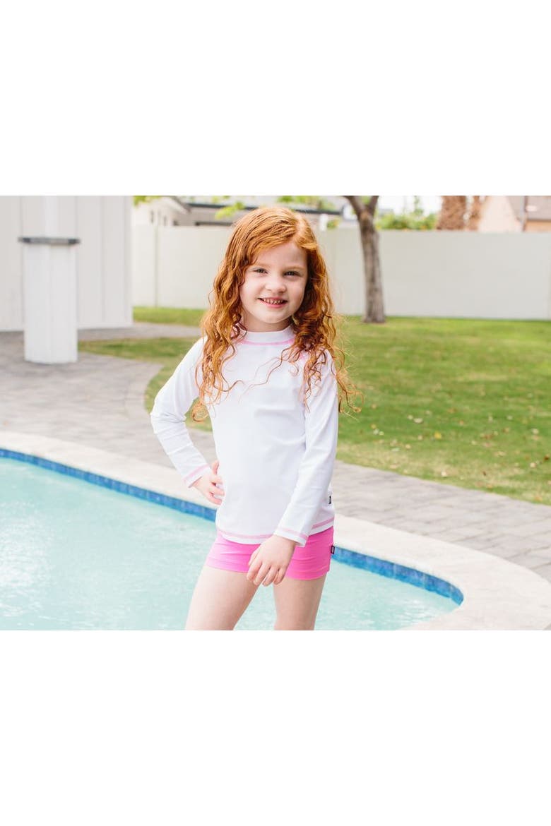 Baby Girls UPF 50+ Long Sleeve Rashguard, Alternate, color, White