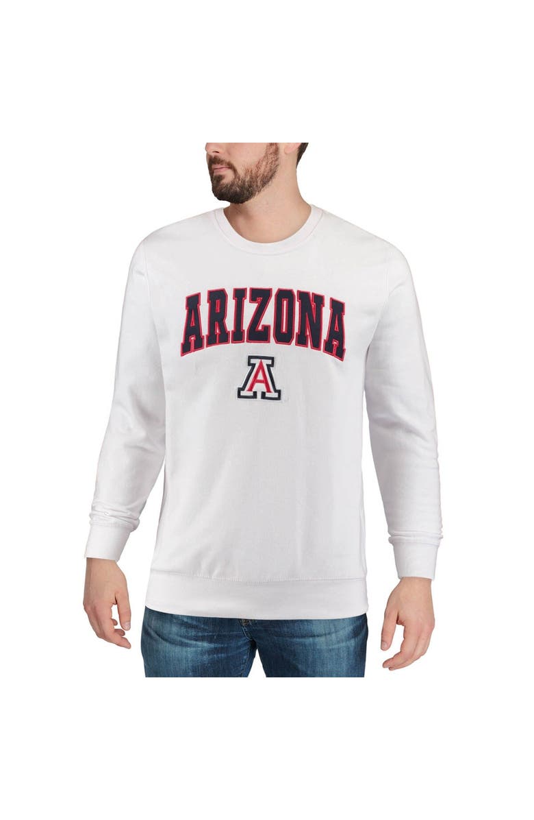 COLOSSEUM Men's Colosseum White Arizona Wildcats Arch & Logo Crew Neck Sweatshirt, Alternate, color, White