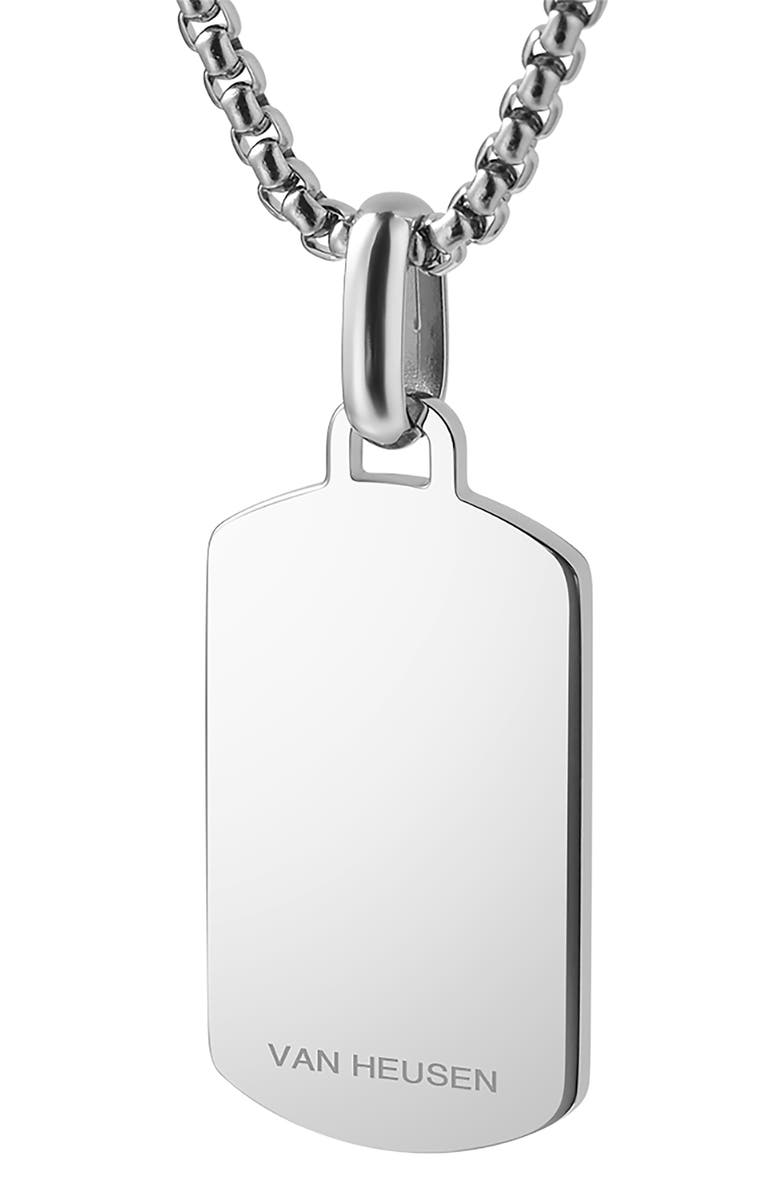 VAN HEUSEN Men's Stripe Dog Tag Pendant Necklace, Alternate, color, Black