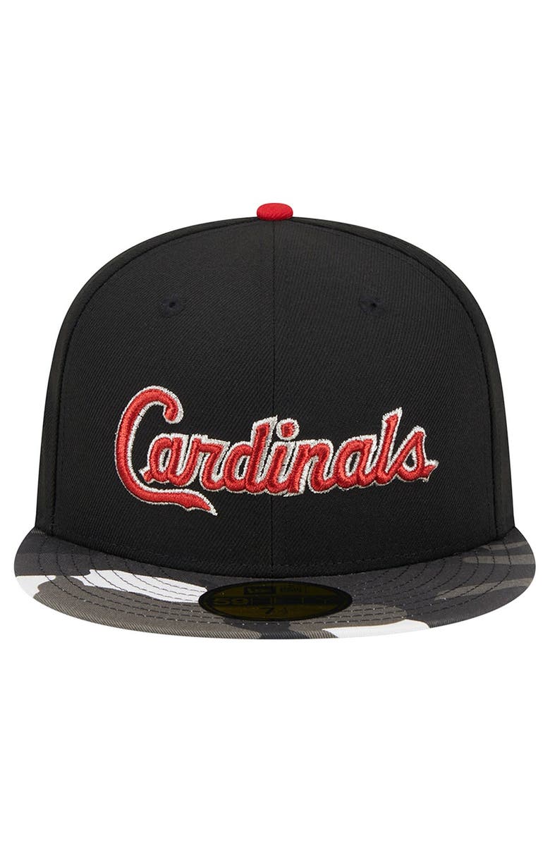 New Era Men's New Era Black St. Louis Cardinals Metallic Camo 59FIFTY Fitted Hat, Alternate, color, 