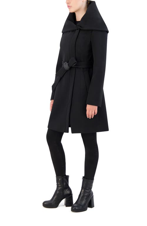Cole Haan Twill Belted Coat In Black