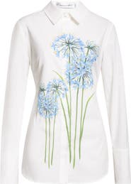 Oscar de la Renta Allium Cotton Poplin Blouse