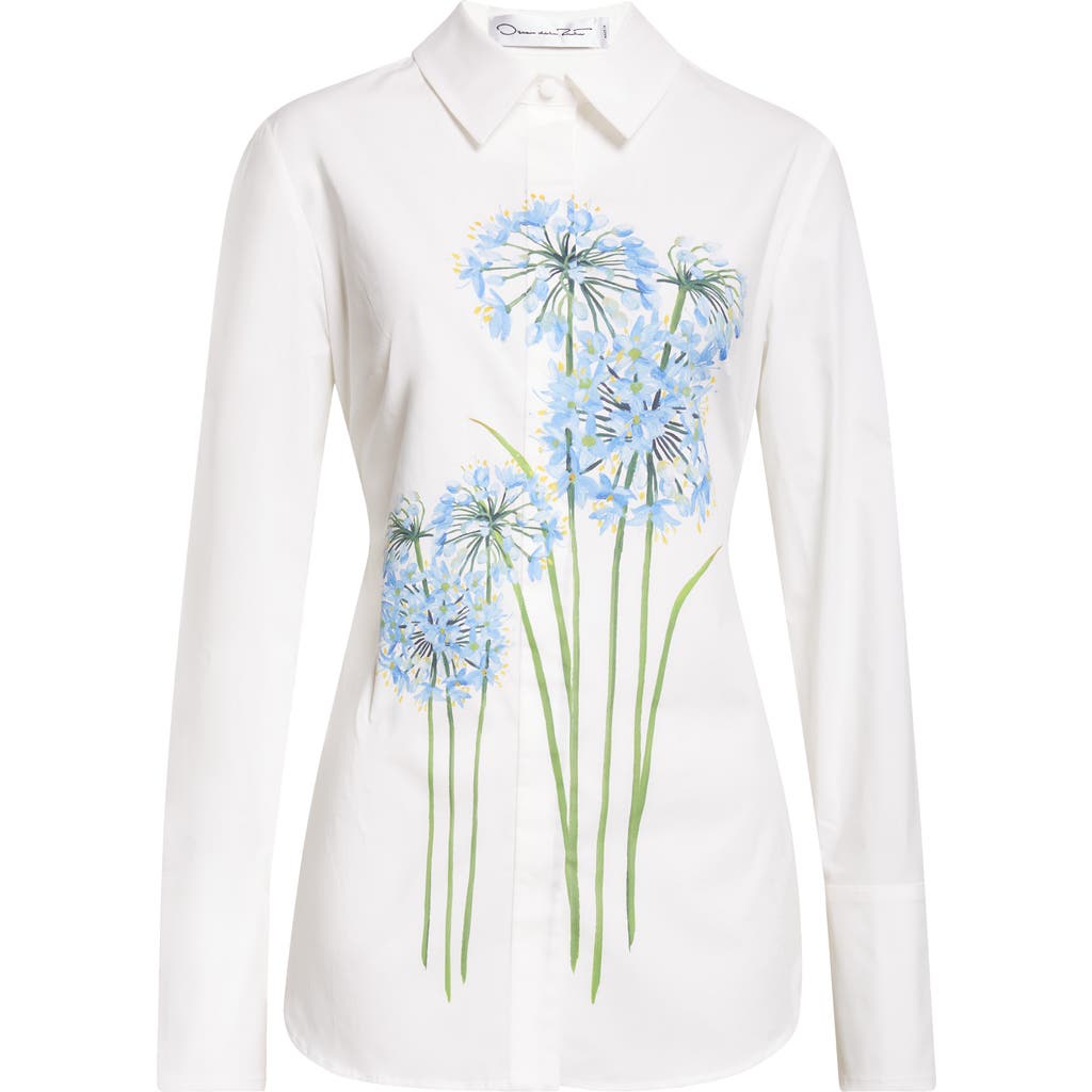 Oscar de la Renta Allium Cotton Poplin Blouse in Blue/White  product