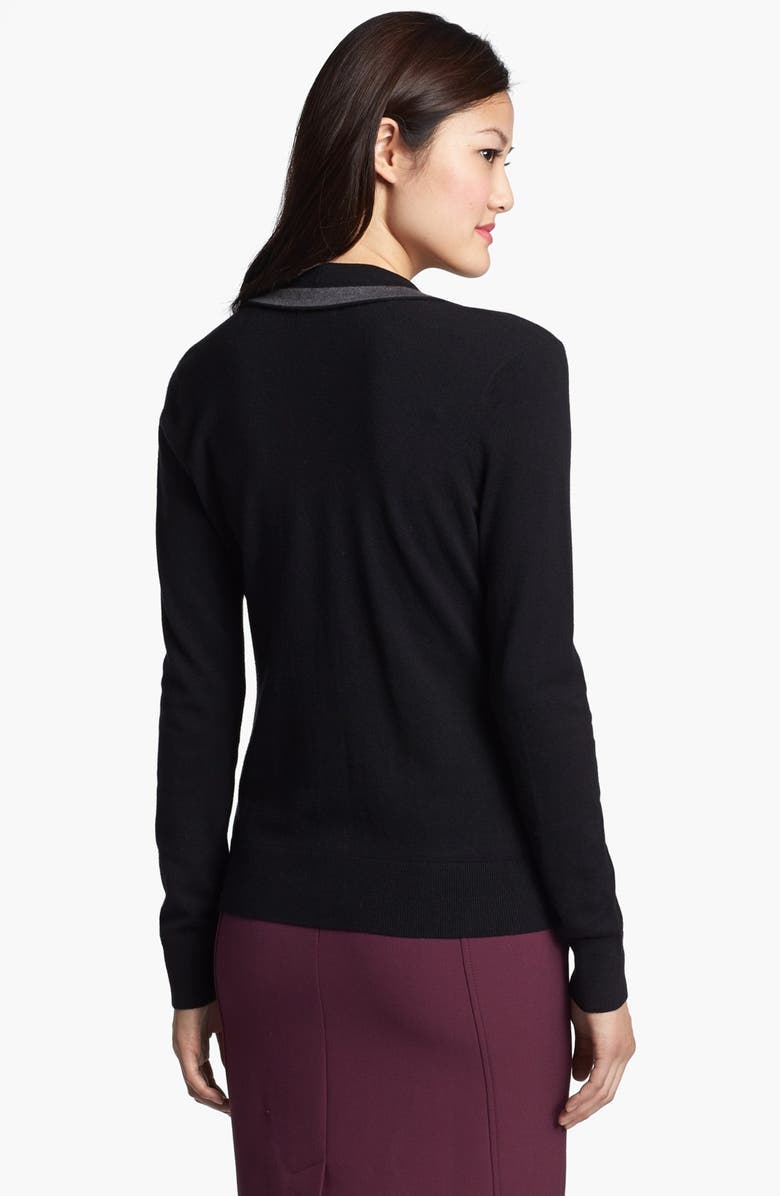Halogen<sup>®</sup> Trim Sweater Jacket, Alternate, color, Black/ Grey Colorblock