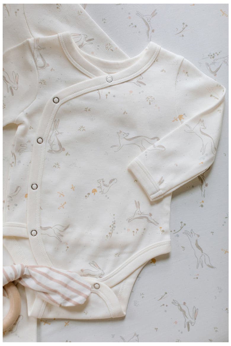 Long Sleeve Organic Cotton Wrap Bodysuit, Alternate, color, FIELD OF DREAMS