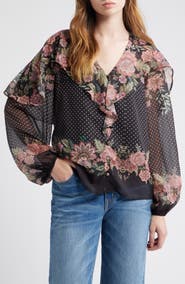 Lipsy Floral Print Ruffle Top