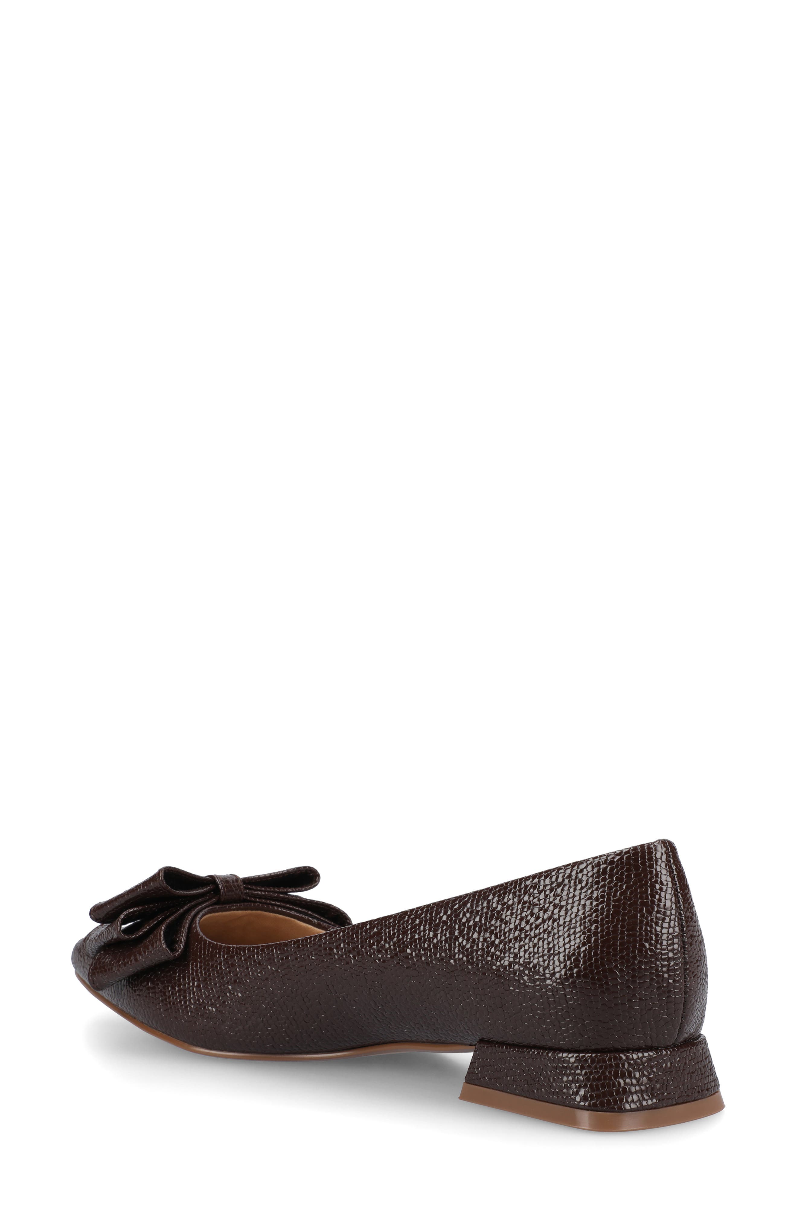 Ophelia Bow Pointed Toe Flat, Alternate, color, BROWN CROCODILE