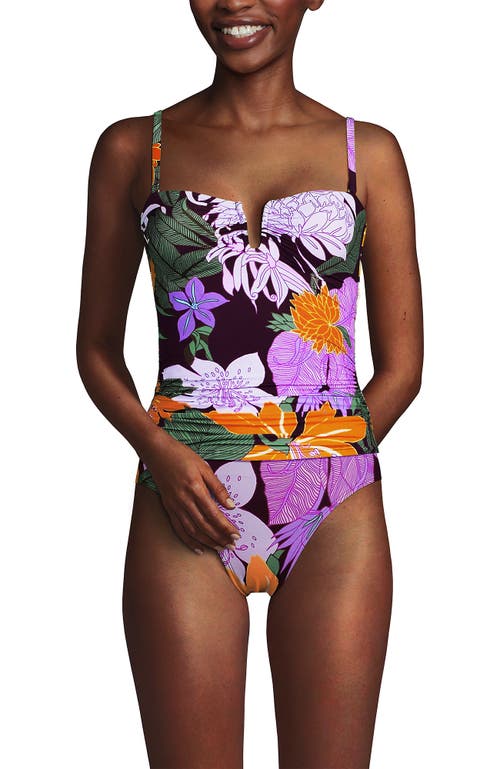 LANDS' END LANDS' END SLENDER BANDEAU U-WIRE TANKINI SWIMSUIT TOP