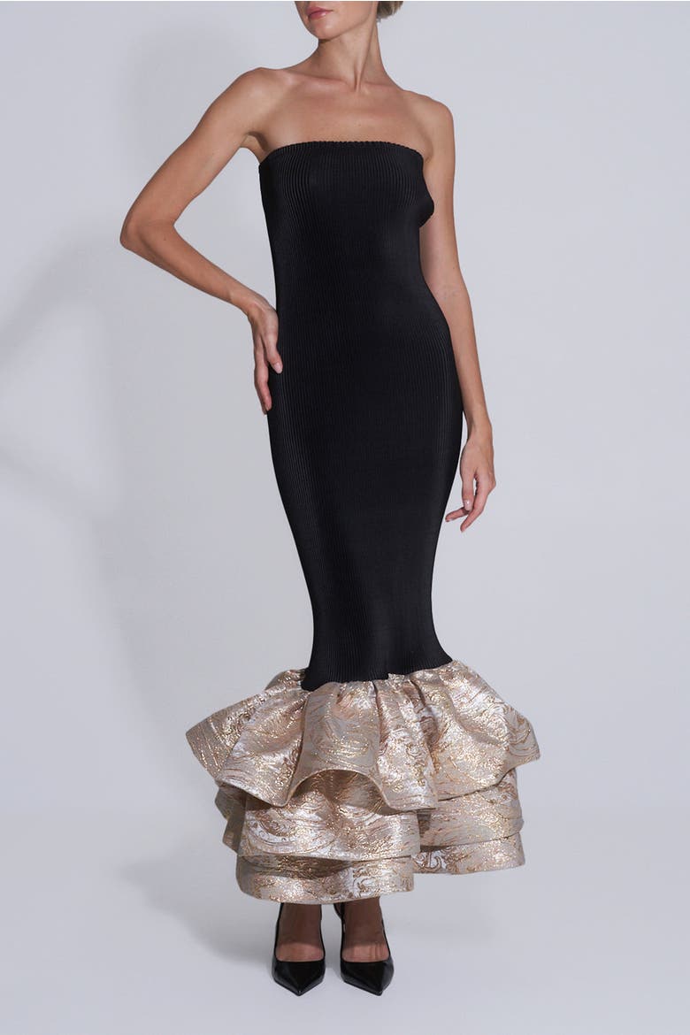 Ramblas Dress, Main, color, Noir Gold Brocade