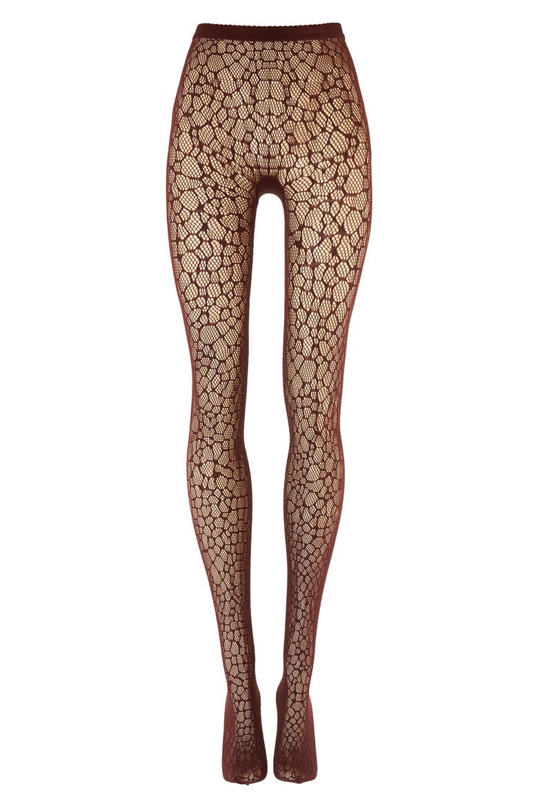 Reptile Net Tights, Alternate, color, MAHOGANY