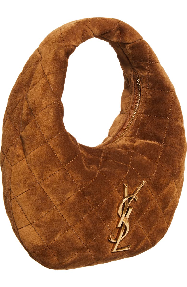 Saint Laurent Icarino Quilted Suede Top Handle Bag, Alternate, color, Caramel Cognac
