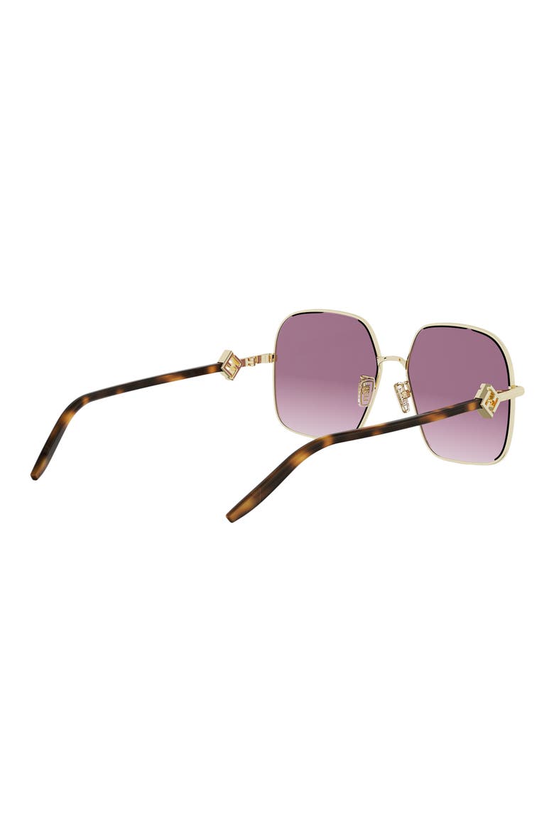 FF Diamonds 58mm Gradient Square Sunglasses, Alternate, color, SHINY ENDURA GOLD / BORDEAUX