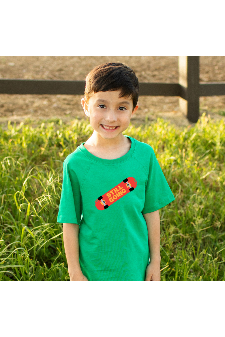 Kids' Organic Cotton Skateboard Graphic T-Shirt, Alternate, color, Parakeet